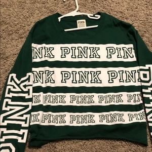 Pink long sleeve crop top